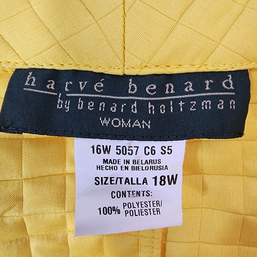 Harve Benard Womens Quilted Blazer 18W Yellow Cuffed Open Front Business Office - Picture 7 of 8